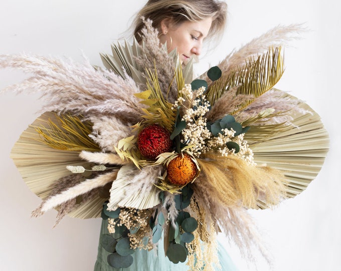 Dried Floral Wall Arrangement Wall Decor Wall Hanging Art Etsy