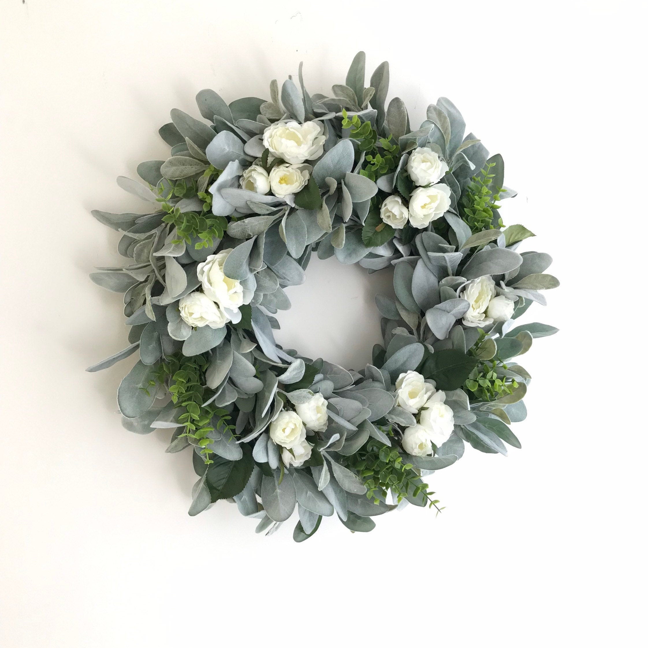 Lamb's Ear Wreath Faux Artificial All Year Round Etsy