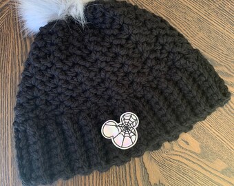 Listo para enviar Crochet Mickey Mouse Halloween Beanie para niños para Spooky Season