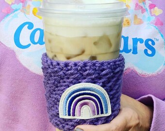 ¡LISTO PARA ENVIAR! Crochet Purple Haze Rainbow Cup Acogedor