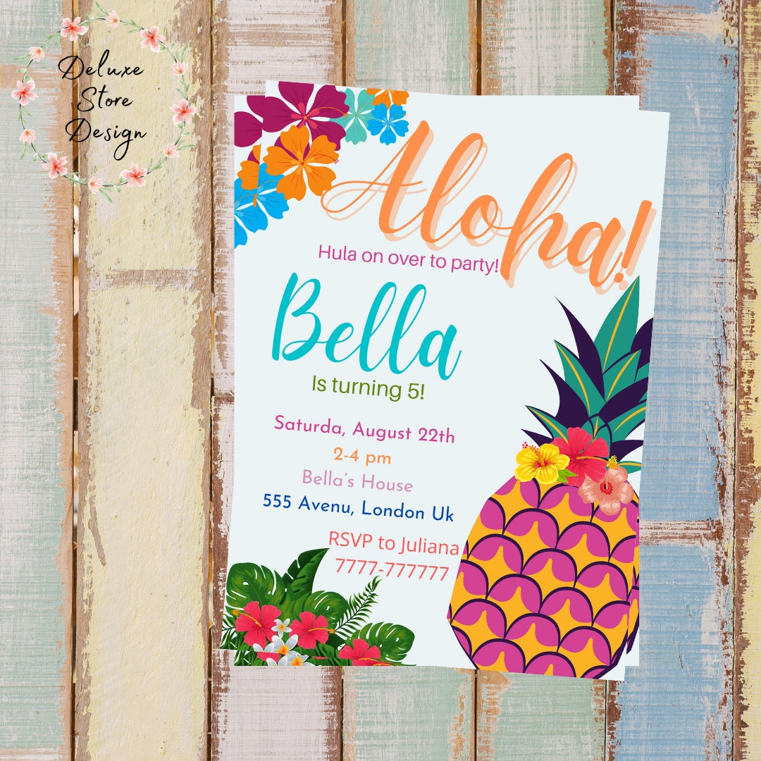 Aloha Birthday Party Invitation Etsy Aloha Birthday Party Invitation Etsy