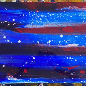 24x12 Acrylic Pour American Flag