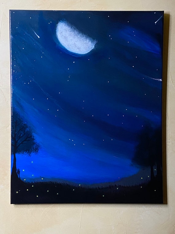 Midnight Stroll Acrylic Painting on 16x20 Canvas | artfromtheheartcafe