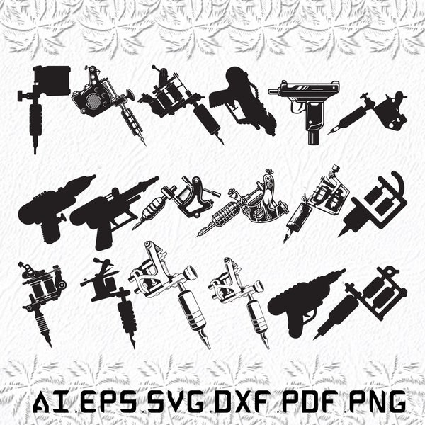Tattoo Maschinengewehr svg, Tattoo Maschinengewehre svg, Tattoo SVG, Maschine, Pistole, SVG, ai, pdf, eps, svg, dxf, png