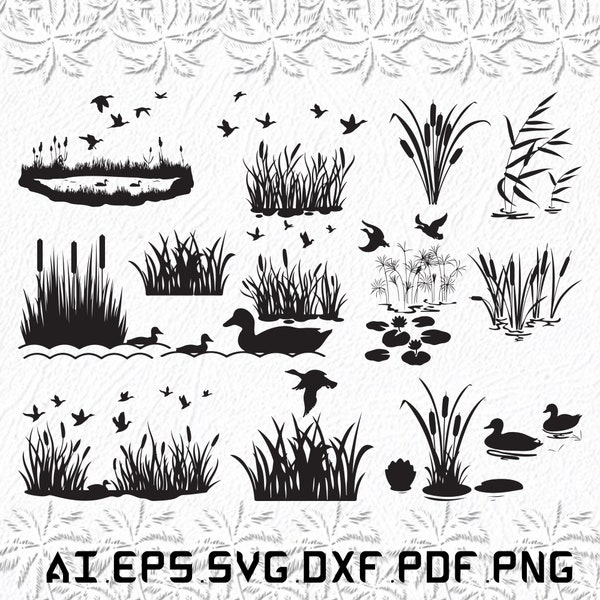 Water Plants Duck svg, Water Plants Ducks svg, Water SVG, Plants, Duck, SVG, ai, pdf, eps, svg, dxf, png