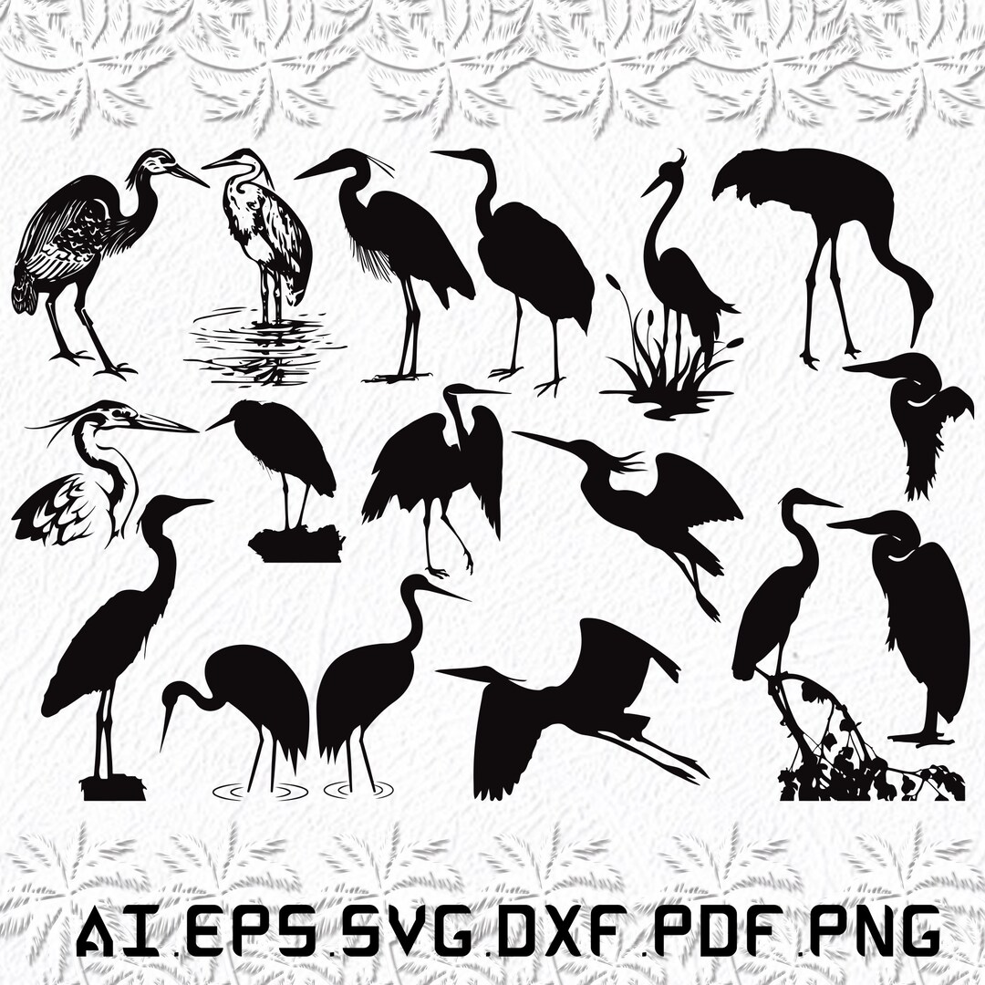 Great Heron Svg, Black Heron Svg, Bird Heron Svg, Heron, Birds, SVG, Ai