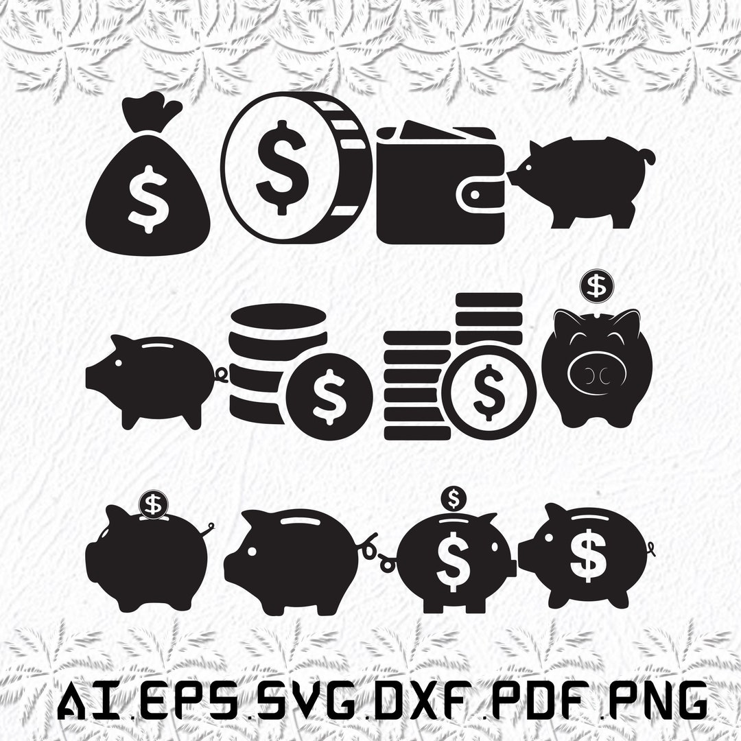 Piggy Bank Svg, Piggy Banks Svg, Piggy Svg, Bank, Pig, SVG, Ai, Pdf