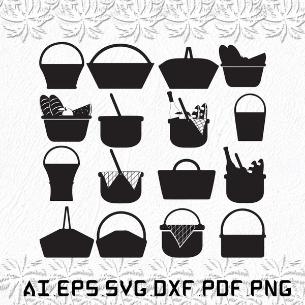 Picnic Basket svg, Picnic Baskets svg, Picnic svg, Baskets, Basket, SVG, ai, pdf, eps, svg, dxf, png