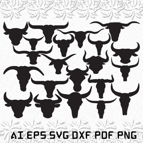 Bull Skull svg, Bull svg, Skull svg, Bulls, horns, SVG, ai, pdf, eps, svg, dxf, png