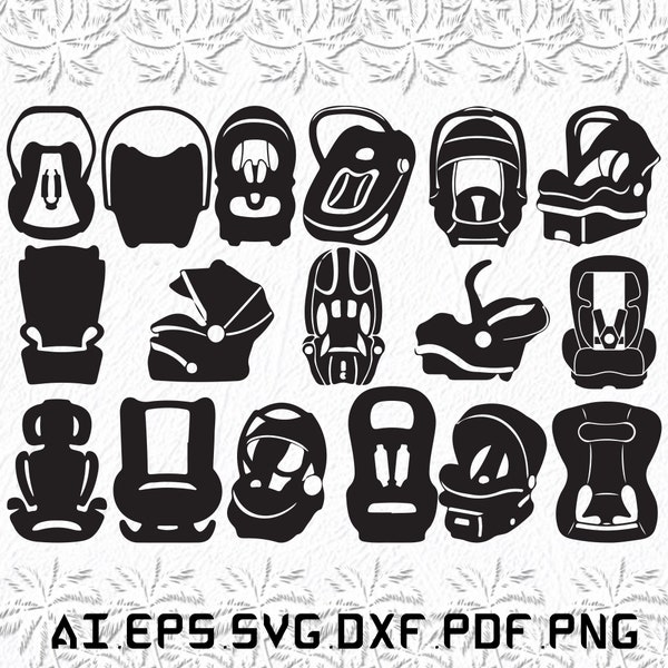 Baby Car Seat svg, Baby Car svg, Car Seat svg, Baby Cars, Baby, SVG, ai, pdf, eps, svg, dxf, png
