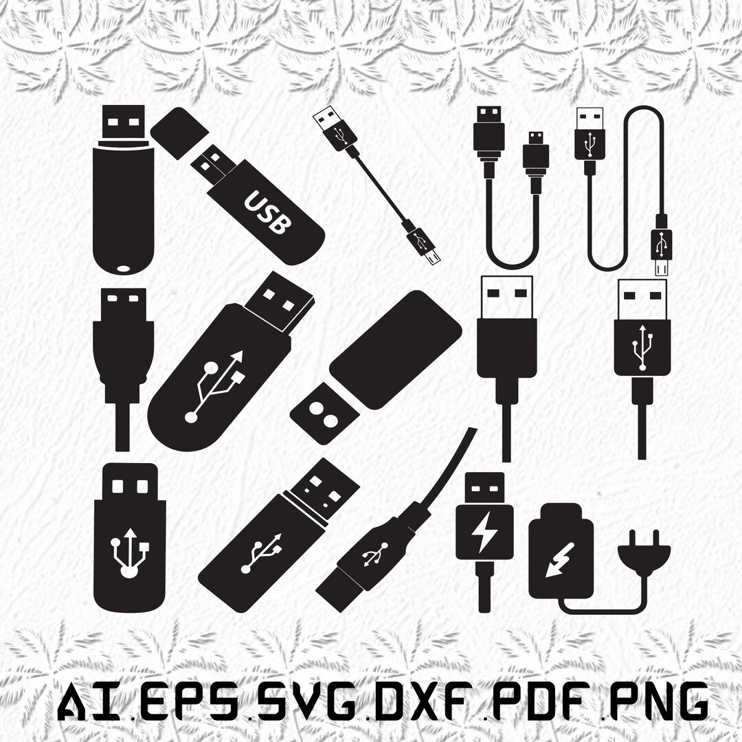 USB Flash Svg, USB Flashs Svg, Usb Svg, Flash, Cable, SVG, Ai, Pdf, Eps