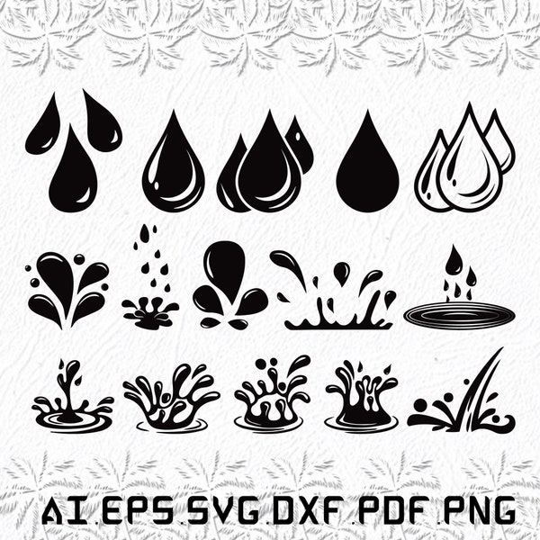 Water svg, Water drops svg, Rain drops svg, Raining, Rain, SVG, ai, pdf, eps, svg, dxf, png