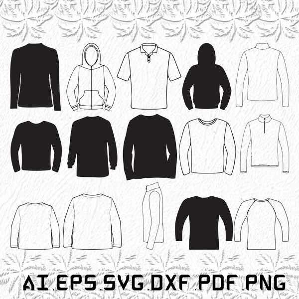 Long Sleeve Shirt svg, Long Sleeve Shirts svg, Long Sleeve svg, Sleeve Shirt, Shirt, SVG, ai, pdf, eps, svg, dxf, png