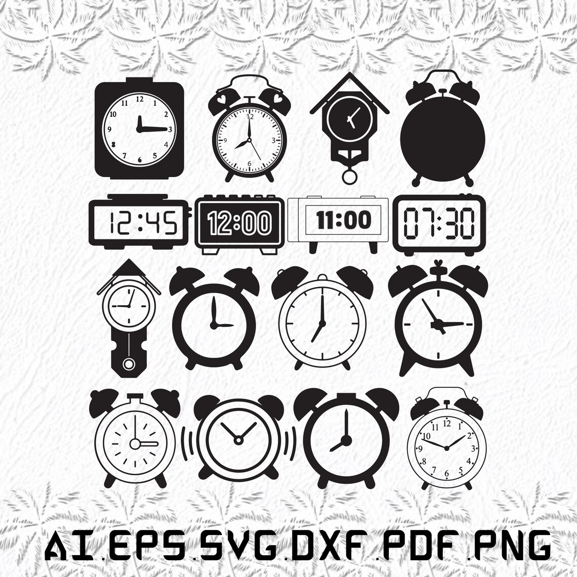 Alarm Clock Svg Alarm Svg Clock Svg Time Hour SVG Ai Etsy
