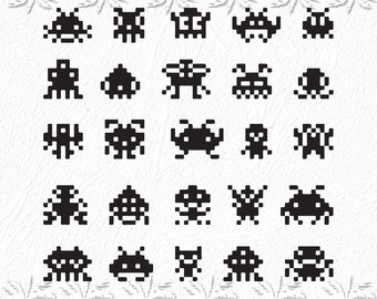 Pixel Alien svg, Pixel Aliens svg, Love svg, Pixel, Alien, SVG, ai, pdf, eps, svg, dxf, png