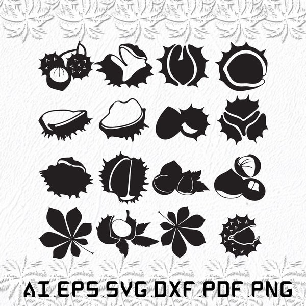 Chestnut svg, Chestnuts svg, Chest nut svg, Chest nuts, Nuts, SVG, ai, pdf, eps, svg, dxf, png