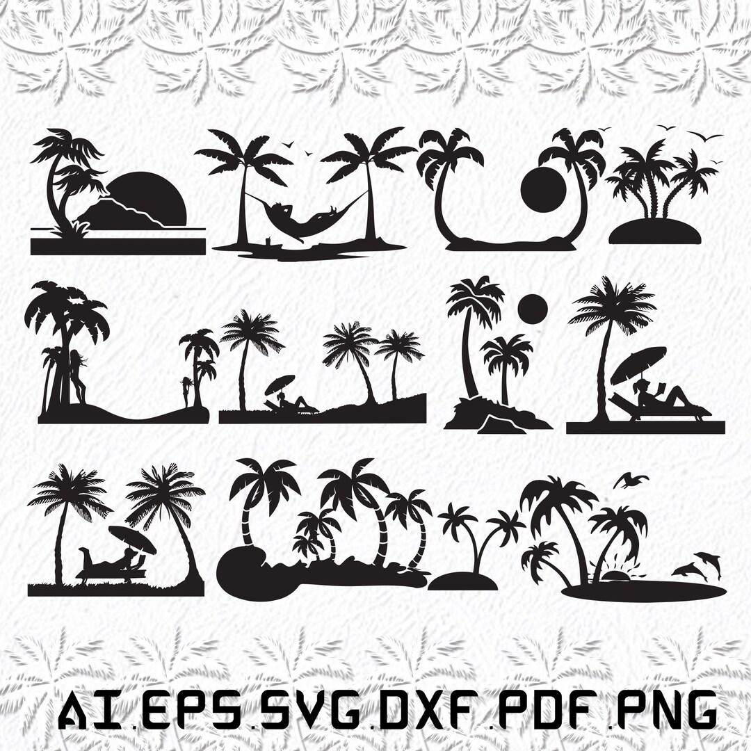 Beach Stencil Svg, Beach Svg, Stencil Svg, Nuture, Summer, SVG, Ai, Pdf ...