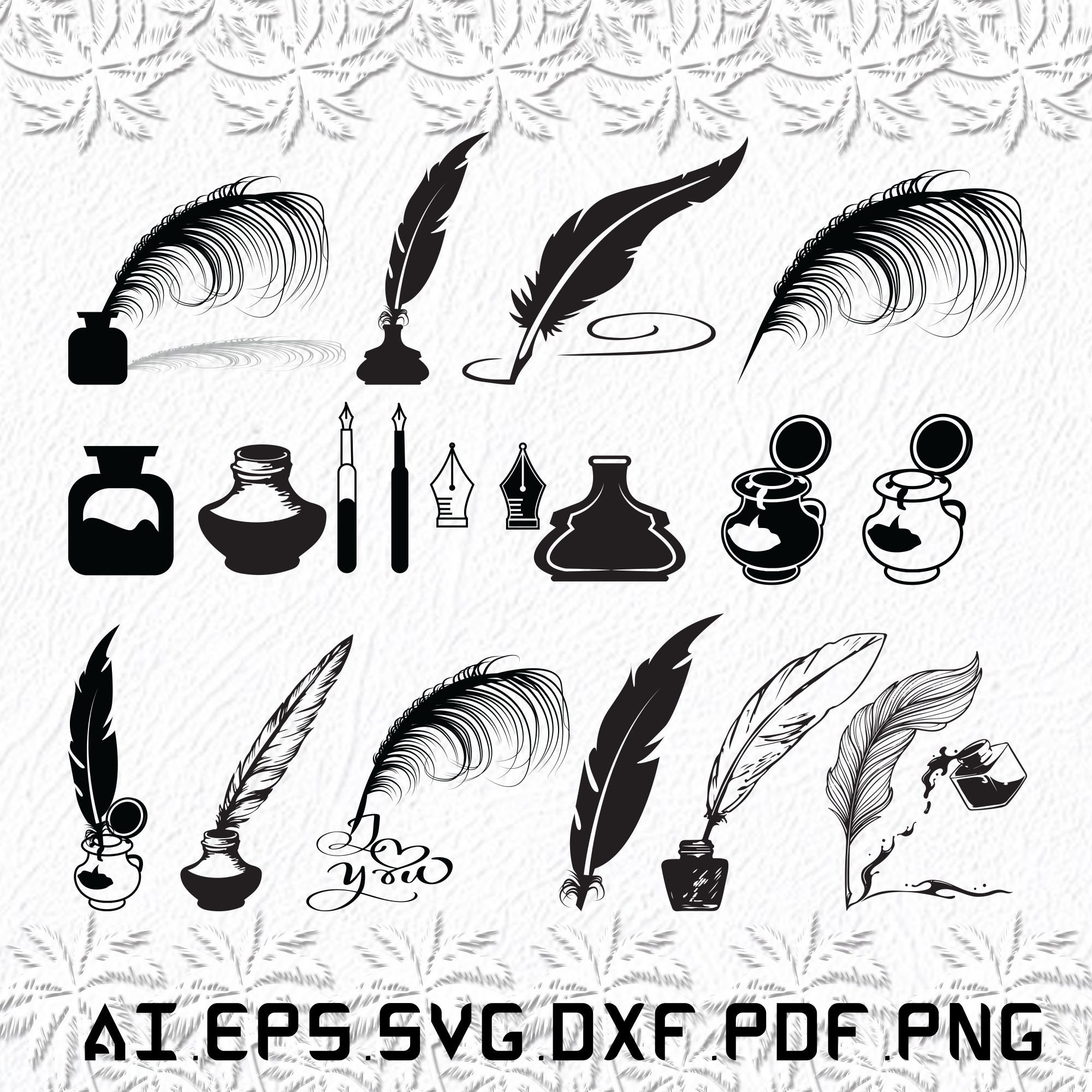 Foil Quill Single Line Floral Element Bundle SVG Dxf Eps Png