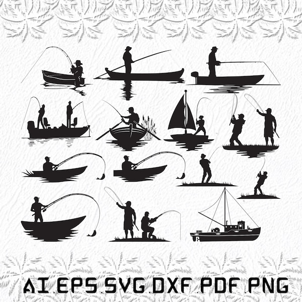 Boating Fisherman svg, Boat svg, Boating svg, Fisherman, Fish, SVG, ai, pdf, eps, svg, dxf, png