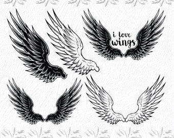 Wings svg, Angel wings svg, Bird wings svg, Wings birthday, Angel, SVG, ai, pdf, eps, svg, dxf, png