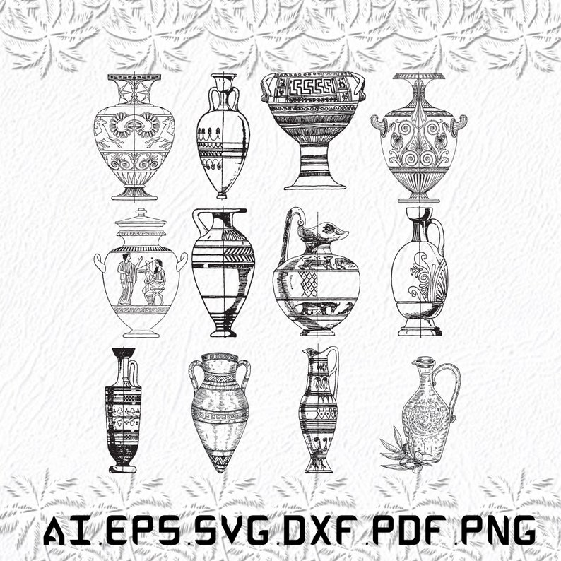 Greek Vase Svg, Greek Vessels Svg, Vases Svg, Greek, Vase, SVG, Ai, Pdf, Eps, Svg, Dxf, Png Etsy