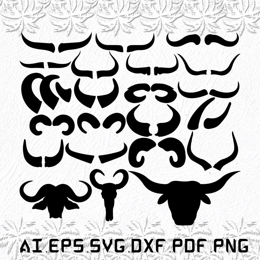 Buffalo Horn Svg, Buffalo Svg, Horn Svg, Buffalos, Bull, SVG, Ai, Pdf