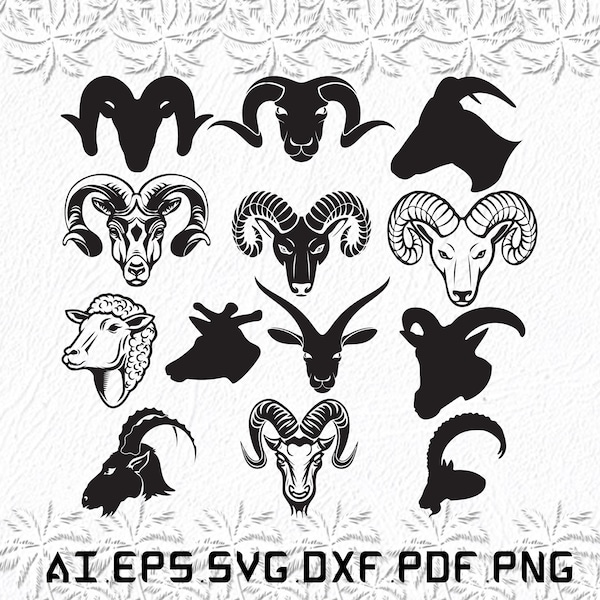 Ram Head svg, Ram Heads svg, Love svg, Head, Ram, SVG, ai, pdf, eps, svg, dxf, png