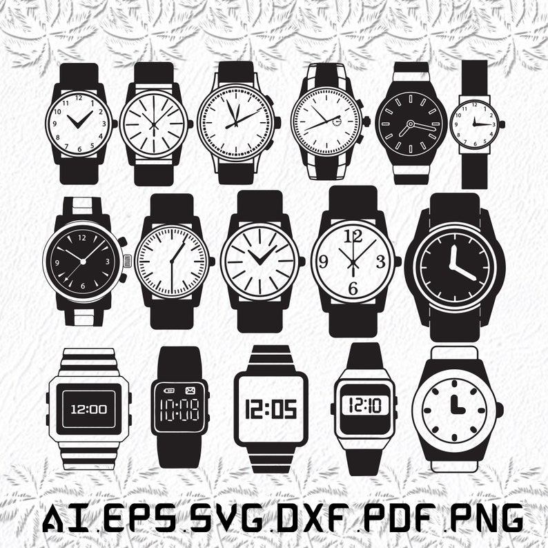 Wrist watch svg, Wrist svg, watch svg, Time, Date, SVG, ai, pdf, eps, svg, dxf, png image 1