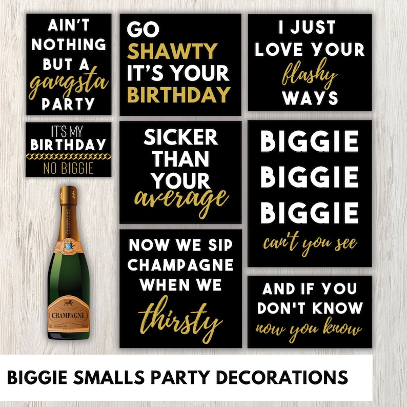 Biggie Smalls Notorious B.I.G Party Decor, Digital File PDF, Printable