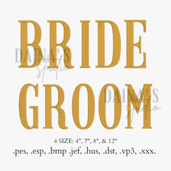 Bride and Groom Word Embroidery Design Wedding Bachelorette, instant download, machine embroider, 4 sizes