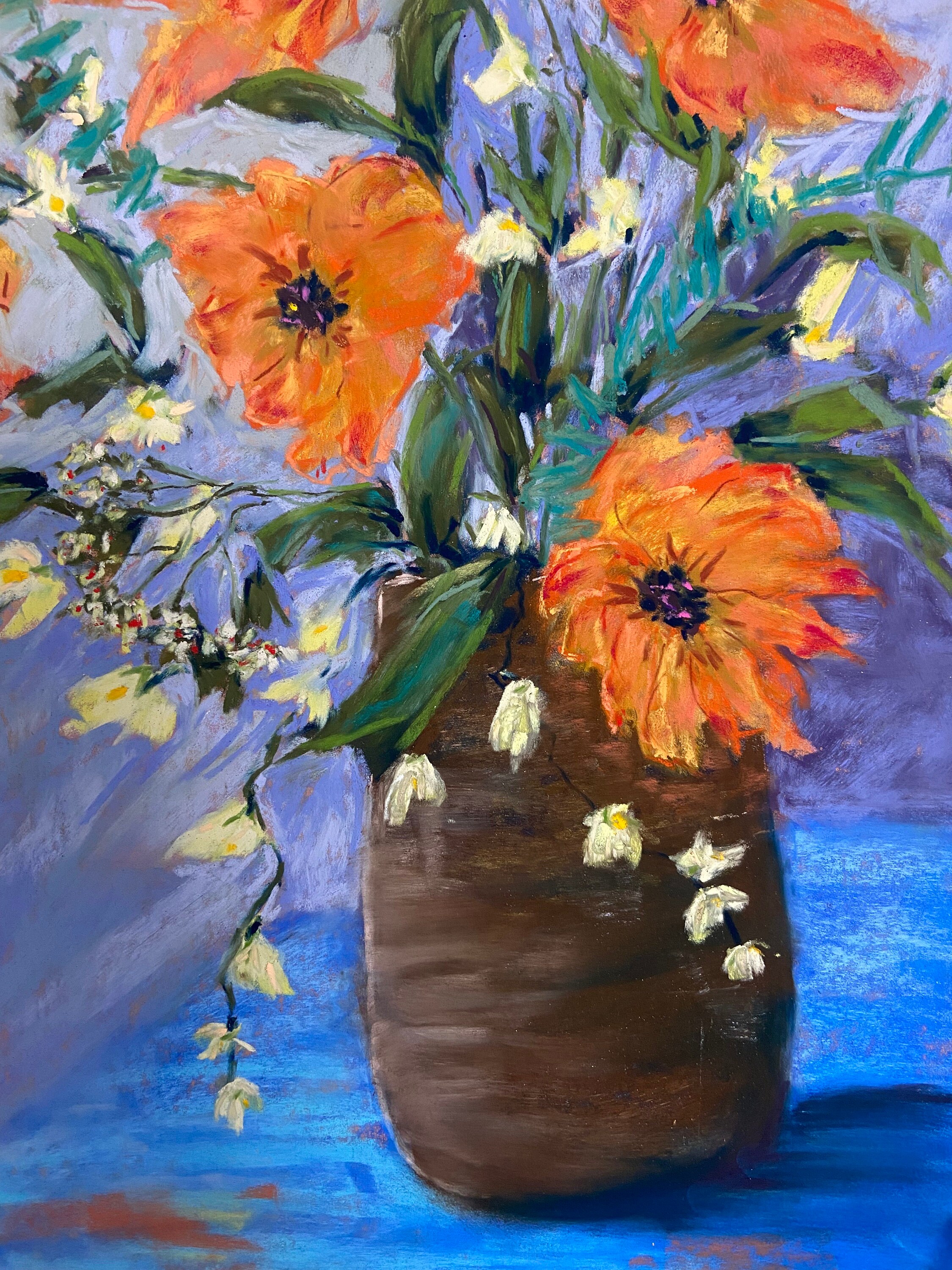 油絵アート（orange flower） Orange Flowers in Vase. - Etsy