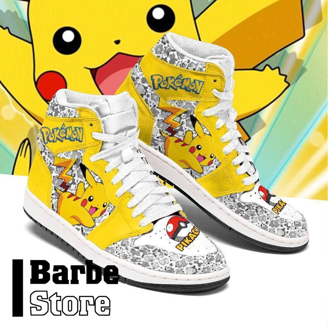 Pikachu Jordan 1 Sneakers Cute Pokemon Sneakers Cartoon Etsy