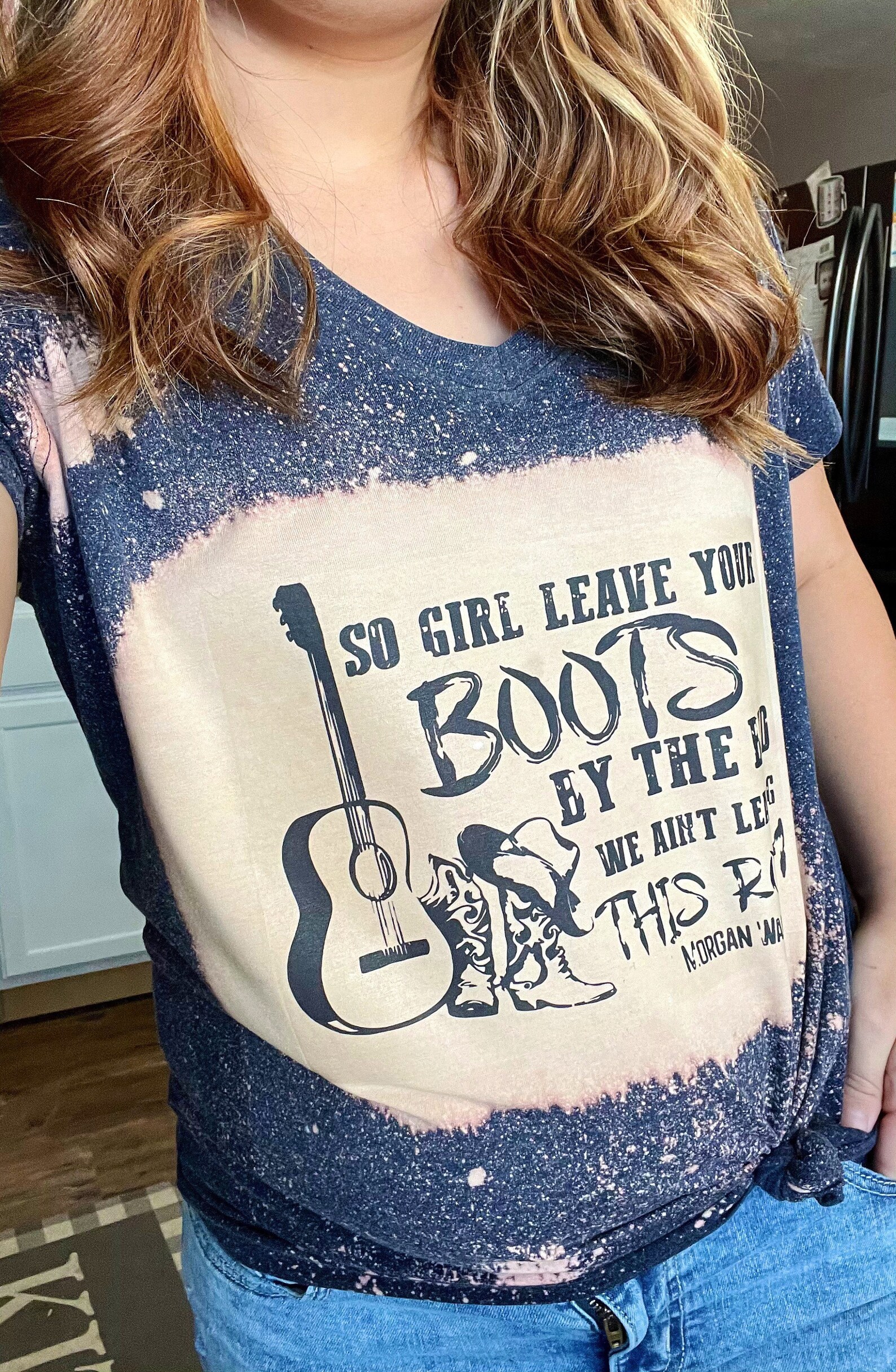 Bleached Tshirt Wallen Leave Your Boots Etsy