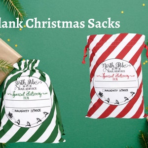 Blank Christmas Sacks, Santa Sacks, Reusable Christmas Bags, Blank Santa Sacks, Sacks for personalization, Christmas gift bags