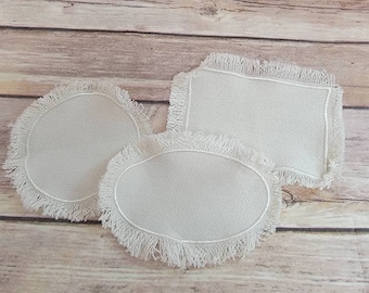 10pc Sublimation Hat Patch, Distressed Linen Hat Patches, Sublimation Blanks, Natural Sublimation Hat Patches, Blank sublimation Hat patches