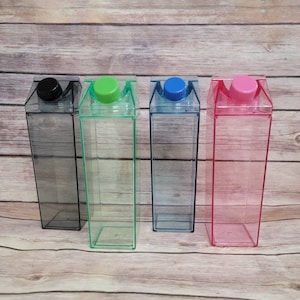 500ml 17oz, gekleurde acryl melk pak waterfles, waterfles blank, melk karton blanco, melk pak waterfles, acryl waterfles