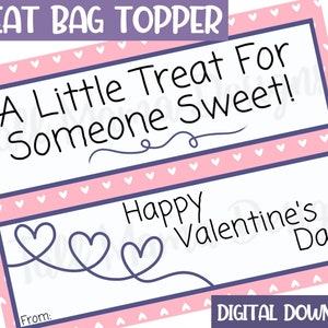 A Little Treat for Someone Sweet Printable Treat Bag Topper, Valentine Day Bag Topper, Digital Treat Bag Topper, Valentine&#39;s Day Bag Topper