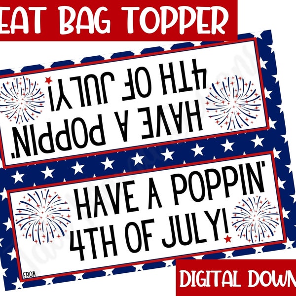 Have a Poppin' 4th of July Treat Bag Topper, Printable Treat Bag Topper, Fourth of July Firework Tag, Digital Treat Bag Topper
