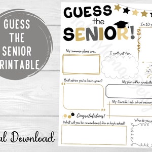 Guess the Senior Printable, Graduation Questionnaire, Senior Interview ...