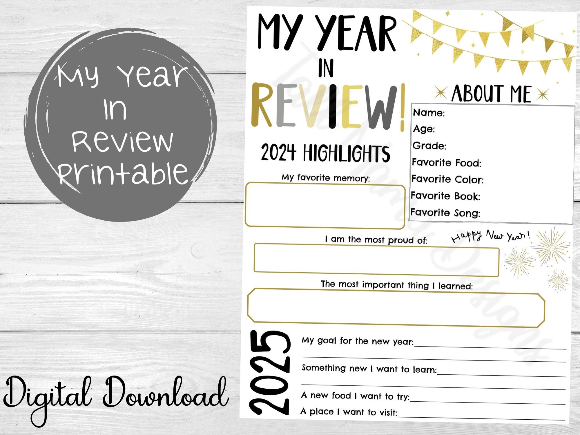 My Year in Review Printable, New Year Student Printable, Classroom ...