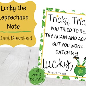 Leprechaun Letter Printable, Leprechaun Trap Letter, Lucky Leprechaun Note, Boy Leprechaun Letter, St. Patrick's Day Note Printable, Digital