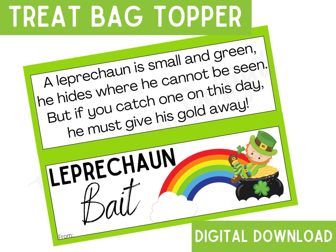 Leprechaun Bait Treat Bag Topper St. Patrick's Day Treat