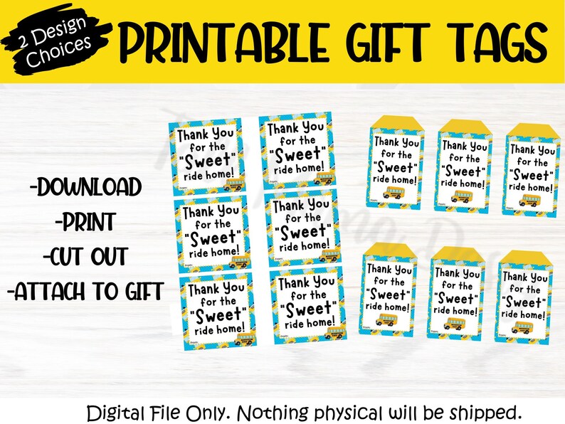 Thank You for the Sweet Ride Home Printable Gift Tag Gift Tag Etsy Canada