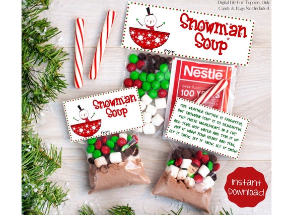 Snowman Soup Treat Bag Topper Snowman Soup Goodie Bag Topper