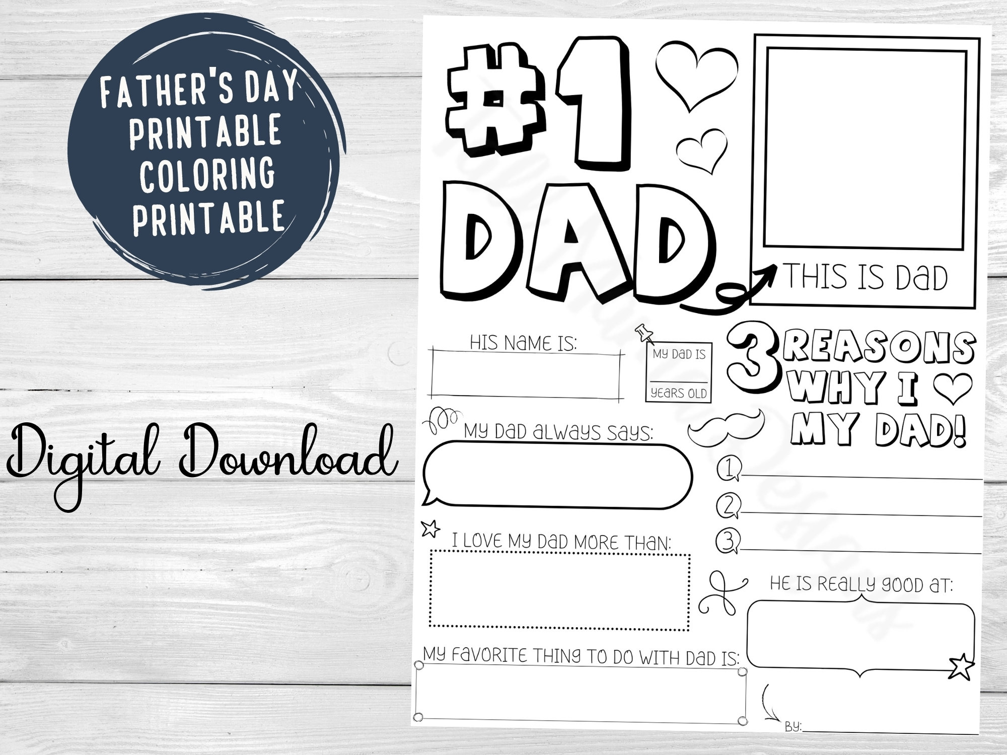 father s day printable coloring page father s day etsy