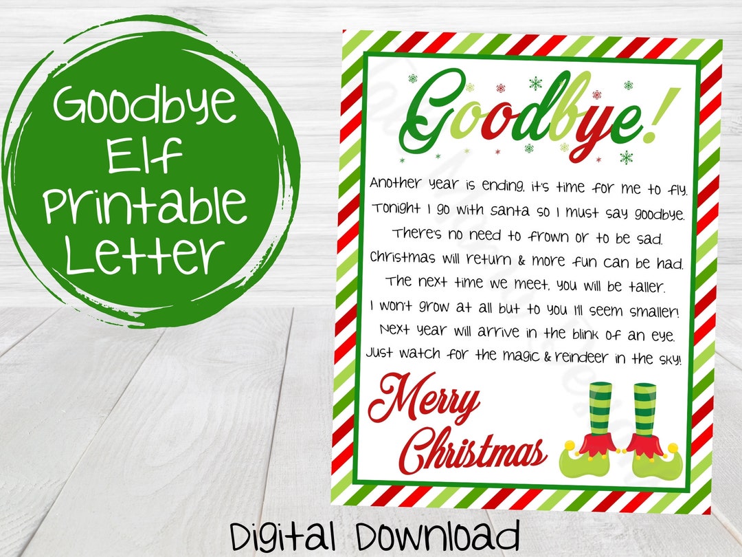 Goodbye Christmas Elf Printable Letter, Christmas Eve Elf Letter, Elf ...