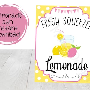 Pink and Yellow Lemonade Printable Sign,Fresh Squeezed Lemonade Printable Sign,Lemonade Bridal Shower, Lemonade Birthday Printable, Digital