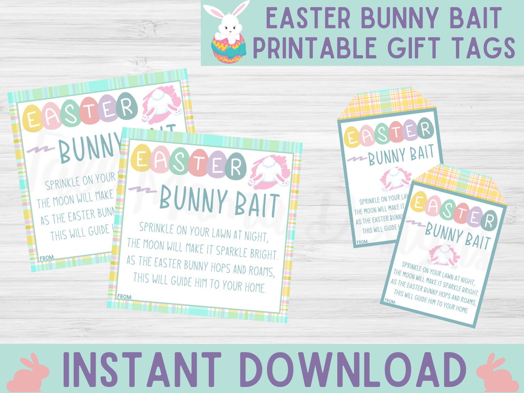 Bunny Bait Printable Gift Tag Easter Digital Gift Tag Bunny