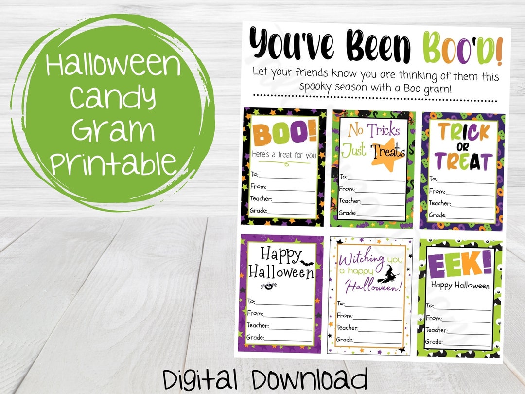 Halloween Printable Candy Gram, Halloween Boo Gram, Halloween Candy