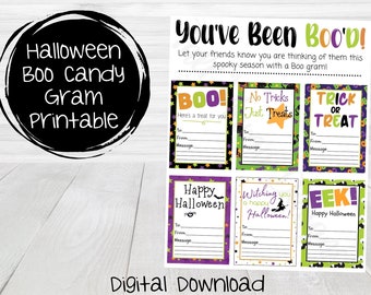 Halloween imprimible Boo Candy Gram, Halloween Boo Gram, Mensaje de Halloween Candy Gram, School Boo Gram imprimible, Descarga digital, Etiqueta de caramelo